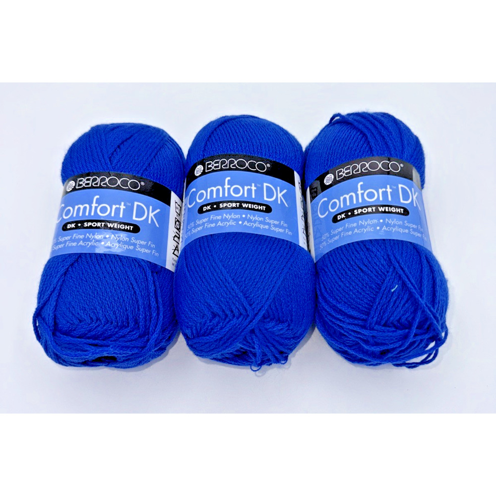 Lot of 3 Berroco Comfort DK Yarn Skeins Blue Sport Weight Acrylic Nylon 178 Yds